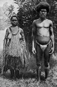 Trauer um die Toten gezeigt durch Hanfstricke, Neuguinea, 1922