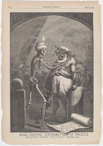 König Tods Verteilung der Preise. Bacchus nimmt den ersten Preis.