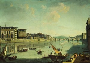 Blick auf den Arno mit der Ponte alle Grazie, Florenz von Thomas Patch
