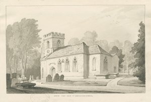 Barlaston Kirche: Feder- und Waschzeichnung, 1838 von Thomas Peploe Wood