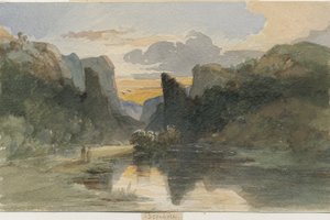 Dovedale - Landschaft: Aquarellmalerei von Thomas Peploe Wood