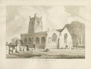Elford Church: Sepia-Zeichnung, 1837 von Thomas Peploe Wood