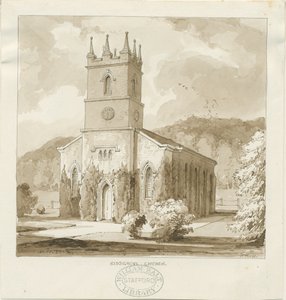 Kidsgrove Kirche: Sepia-Zeichnung