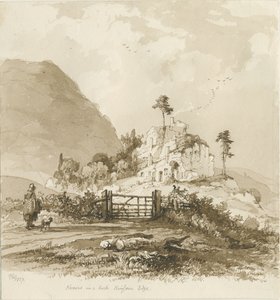 Kinver Edge: Sepiazeichnung, 1837 von Thomas Peploe Wood