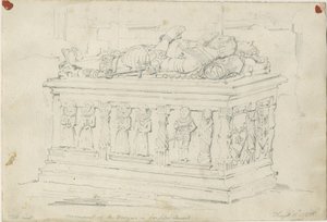 Seighford Church - Grab von William und Mercy Bowyer: Bleistiftzeichnung