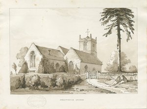 Sheriffhales Kirche: Sepiawaschzeichnung, undatiert [?1838] von Thomas Peploe Wood