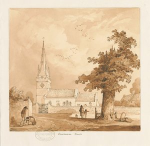 Wombourne Kirche: Sepia-Zeichnung