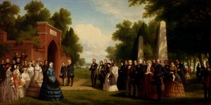 Besuch des Prinzen von Wales, Präsident Buchanan und Würdenträger am Grab von Washington, 1861
