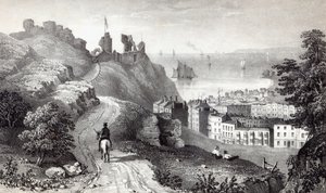 Hastings Castle von der Plantage des Revd W. Wallinger, graviert von R. Martin