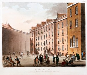 Innerer Hof, Fleet Prison, London, 1808-1811 von Thomas Rowlandson, Augustus Charles Pugin