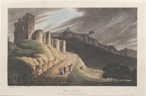 Das Schloss, aus Poetische Skizzen von Scarborough, 1813 von Thomas Rowlandson, Joseph Constantine Stadler, J. Bluck