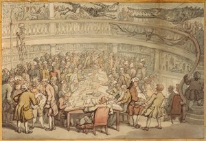 Ein Gespräch in der "Surgeons Hall", Old Bailey, London von Thomas Rowlandson