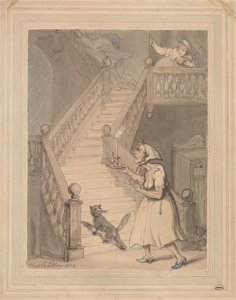 Eine alte Tante riecht Feuer von Thomas Rowlandson