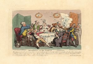 Ein Abendessen wird durch die Ankunft eines stinkenden Wildgerichts ruiniert von Thomas Rowlandson
