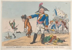Blücher der Tapfere extrahiert das Abdankungsgestöhn vom korsischen Bluthund, 9. April 1814 von Thomas Rowlandson
