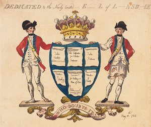 Gewidmet dem neu ernannten E--l von L-nsd-le, veröffentlicht 1784 (handkolorierter Stich)