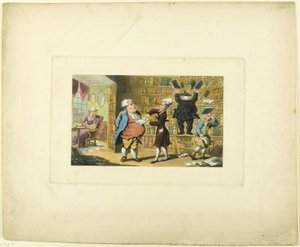 Doktor Syntax und der Buchhändler, aus Die Reise von Doktor Syntax von Thomas Rowlandson