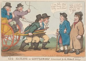 Gig-Ziehen oder Gentleman-Vergnügen für das neunzehnte Jahrhundert von Thomas Rowlandson