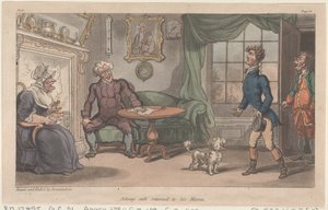 Johnny sicher zurück bei seiner Mama, aus Die militärischen Abenteuer von Johnny Newcome, 1815 von Thomas Rowlandson