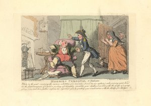 Mann mit Gicht wird schmerzhaft von einem Seemann begrüßt von Thomas Rowlandson