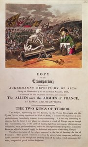 Napoleon und der Tod sitzen zusammen auf dem Schlachtfeld bei Leipzig von Thomas Rowlandson