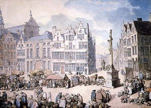 Place de Mer, Antwerpen von Thomas Rowlandson