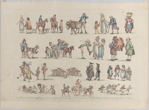 Tafel 6, Umrisse von Figuren, Landschaften und Vieh... für Lernende, 20. Juni 1790 von Thomas Rowlandson