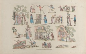 Tafel 8, Umrisse von Figuren, Landschaften und Vieh... für Lernende, 20. Juni 1790 von Thomas Rowlandson