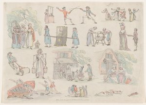 Tafel 8, Umrisse von Figuren, Landschaften und Vieh... für Lernende