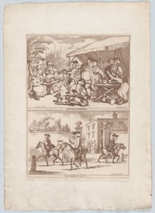 Töpfermesse Cambridge und das College-Tor, 1780-90 von Thomas Rowlandson