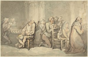 Szene in einer französischen Kirche von Thomas Rowlandson