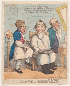 Einen Vorratshändler rasieren, 15. August 1800 von Thomas Rowlandson
