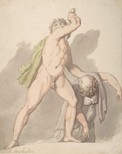 Stehender nackter Mann, der eine ohnmächtige Frau stützt, Ludovisi-Gallier in den Uffizien, 1780-1827 von Thomas Rowlandson