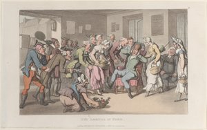 Die Ankunft in Paris, aus dem Journal der sentimentalen Reisen in die südlichen Provinzen von Frankreich, 1820 von Thomas Rowlandson