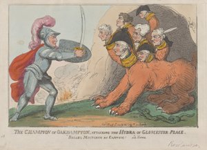 Der Champion von Oakhampton, der die Hydra von Gloucester Place angreift von Thomas Rowlandson