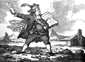 Der Journalist mit Blick auf Auchinleck oder Das Land der Steine, ca. 1786 von Thomas Rowlandson