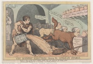 Der moderne Herkules, der den Augiasstall reinigt, 23. April 1805 von Thomas Rowlandson