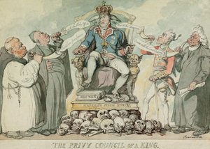 Der Geheimrat eines Königs, veröffentlicht 1815 (handkolorierter Stich) von Thomas Rowlandson