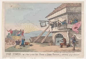 Die Zeiten - Oder Ein Blick Auf Das Alte Haus In Little Brittain - Mit Niemandem Gehen ..., 23. Januar 1784 von Thomas Rowlandson