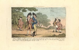 Zwei Regency-Gentlemen kurz vor einem Duell mit Pistolen