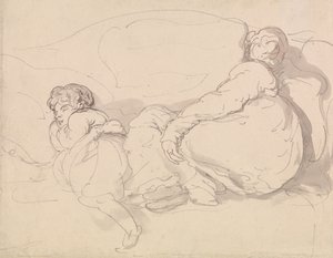 Zwei schlafende Figuren von Thomas Rowlandson