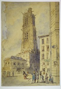 Der Tour Saint-Jacques vor seiner Freilegung im Jahr 1836 von Thomas Shotter Boys