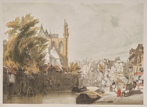 Malerische Architektur in Paris, Gent, Antwerpen, Rouen: Rue du Rivage, Abbeville, Frankreich von Thomas Shotter Boys