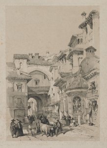 Malerische Skizzen in Spanien: Tor der Vivarrambla, Granada