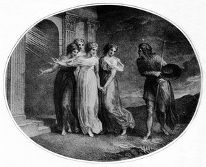 Klugheit, Frömmigkeit, Nächstenliebe und Diskretion laden Christian in den Palast Beautiful ein, 1789, 1912