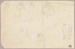 Skizzen für Tristram Shandy (recto); Skizzen eines Medaillons mit sitzender allegorischer Figur (verso)