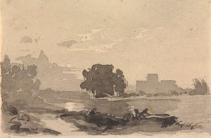 Landschaft mit Schloss im Hintergrund