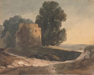 Landschaft mit Ruine eines Schlosses, Bäumen