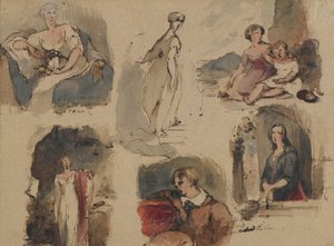 [Ohne Titel] (Sechs Figurenstudien, ca. 1830er Jahre)