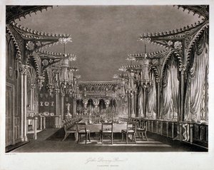 Innenansicht des gotischen Speisezimmers im Carlton House, Westminster, London, 1819 von Thomas Sutherland